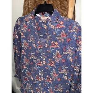 Gotcha Covered Mens Medium Vintage 90s Bright Floral Blue Button Down Shirt